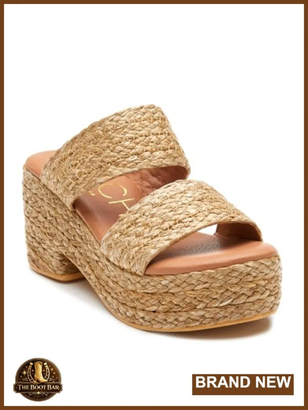 Woven Wedge Platform Sandals with Raffia Upper and Padded Footbed